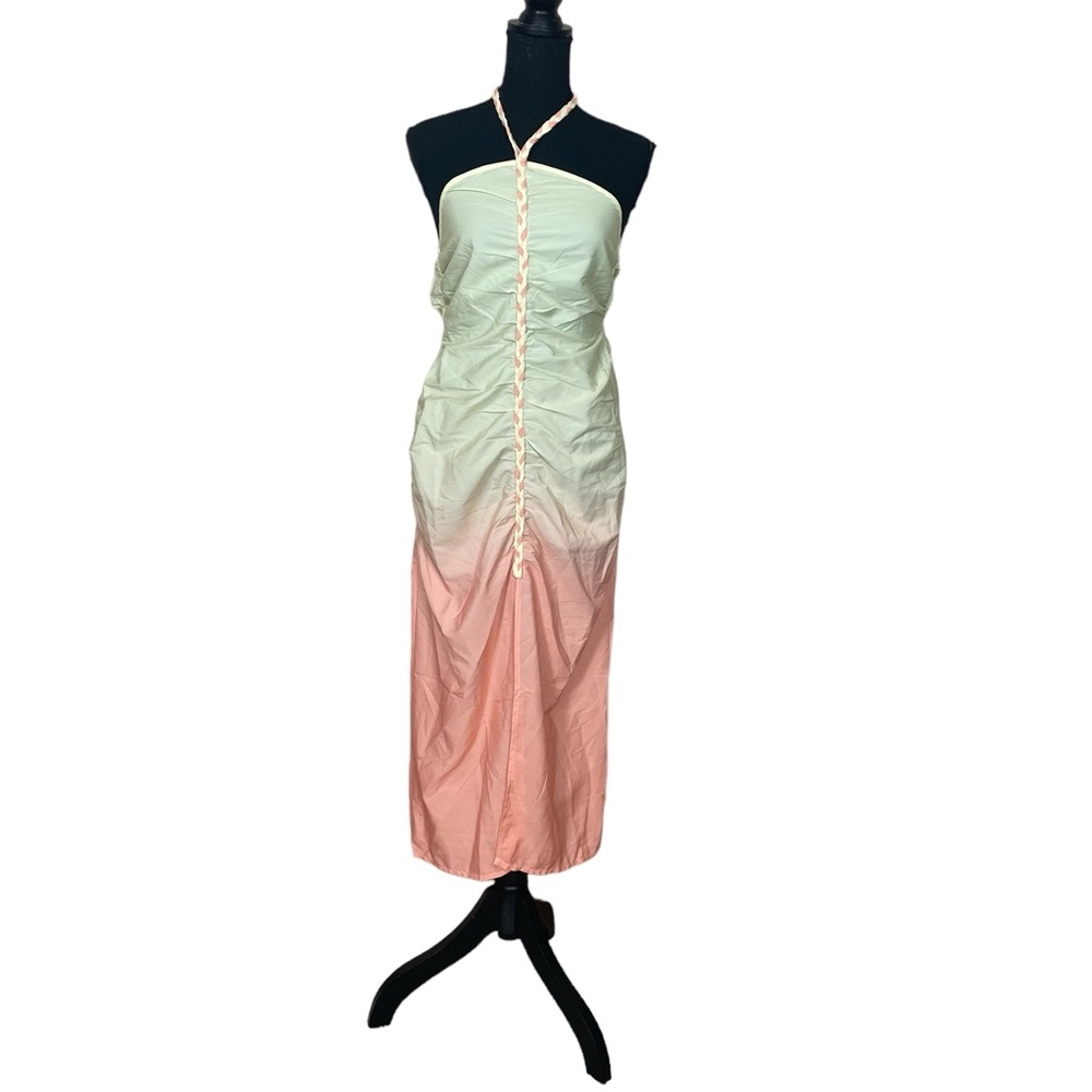 ASOS Design Ruched Front Bandeau Beach Midi Dress in Ombre Print NWT - Picture 5 of 15